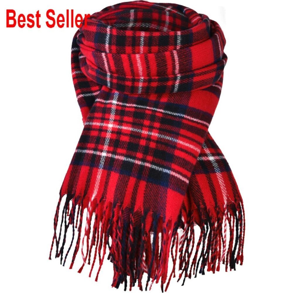 Oversized Winter Scarf Cashmere Feel Long Fashion Plaid Chic Classic